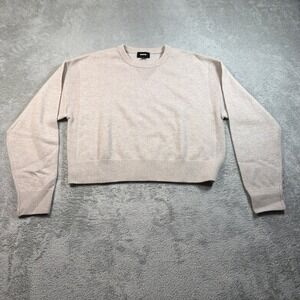 MONROW Wool Cashmere Sweater Womens Medium Beige Crewneck Pullover